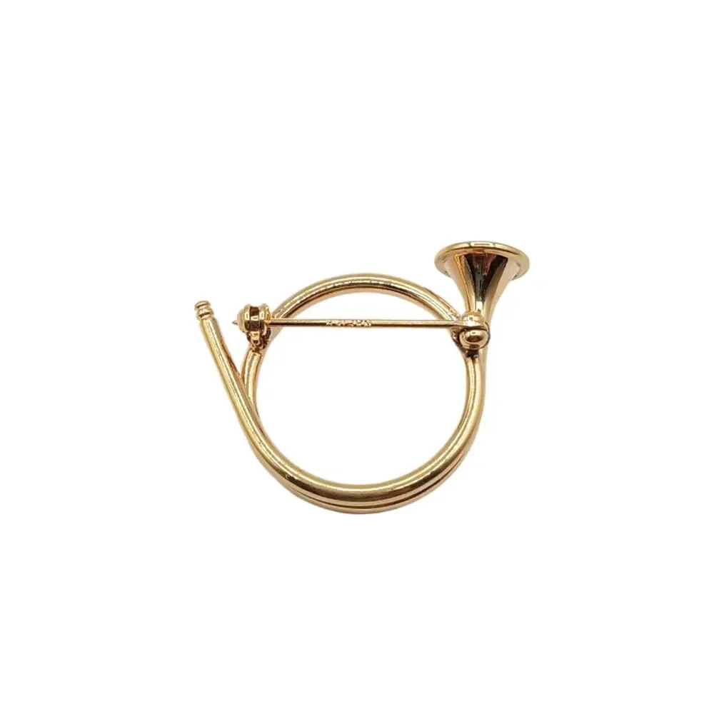 Napier French Horn Brooch Gold Tone Vtg 50s MCM Musical Estate Old Money Holiday